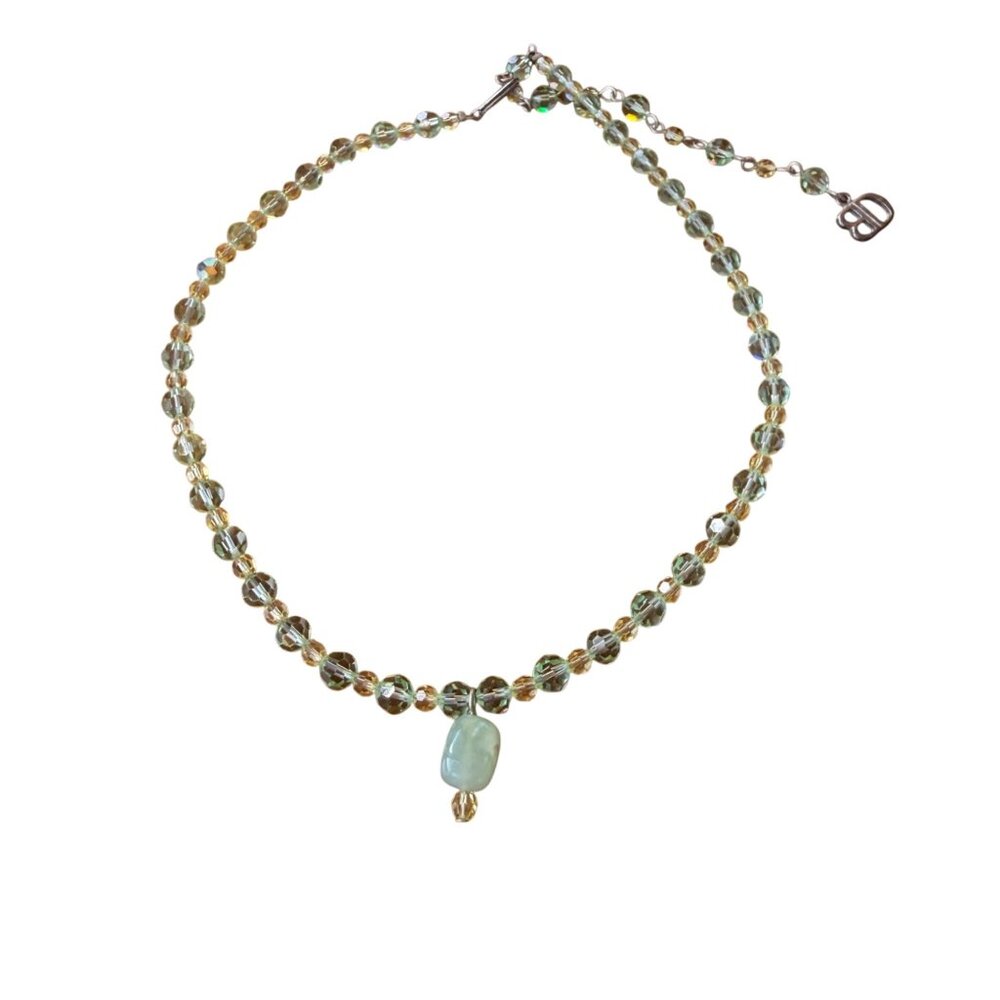 Vintage BD Necklace Choker Pendant Beaded Minimalist Silver Tone 18 inches